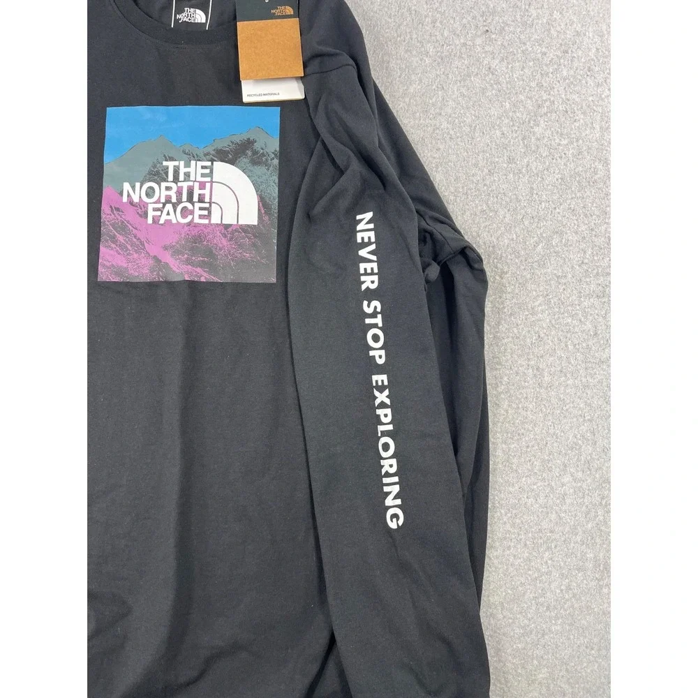 The North Face Logo Play Shirt Mens 2XL Black Long Sleeve Crew Neck Standard Fit